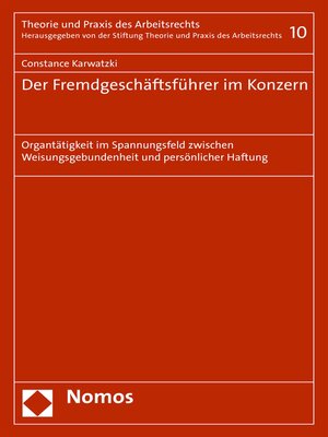 cover image of Der Fremdgeschäftsführer im Konzern